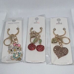 Keychain/Bag Charms Mint & Gold Trio.